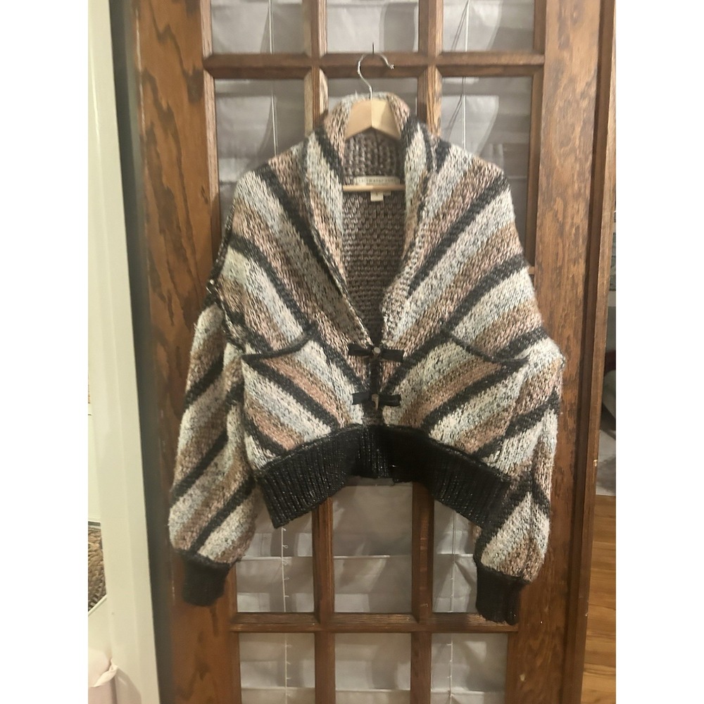 Saltwater Luxe Cain Cardigan Sweater Multi-Stripe Toggle Button Women Small - Picture 2 of 6